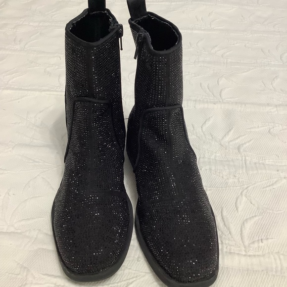 Zara flat black rhinestone ankle boot 37 EU 6.5/7 US - Picture 3 of 10